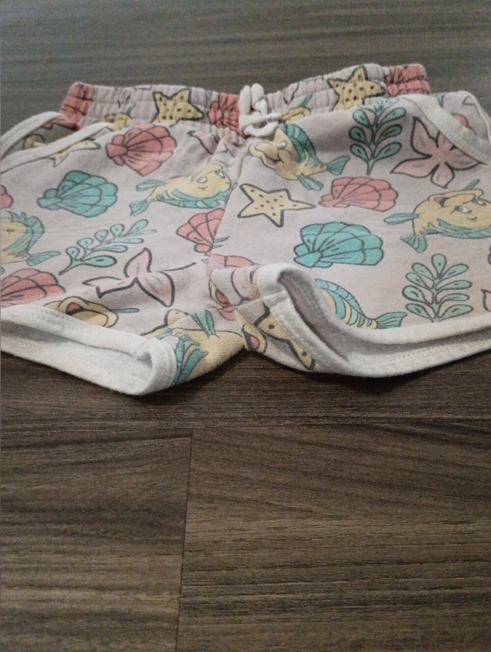 Disney Pastel Mermaid Print Shorts - Pink with Teal & Yellow Accents